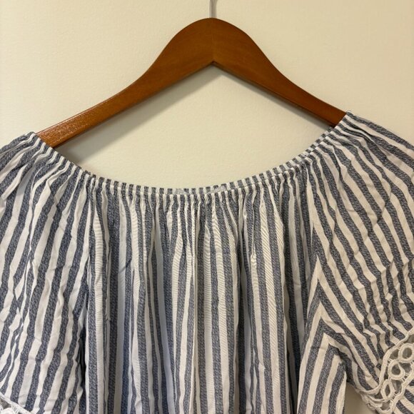 Beach Cover Up Swimsuit New Collection Made in Italy One Size White Blue Stripes - Picture 4 of 9